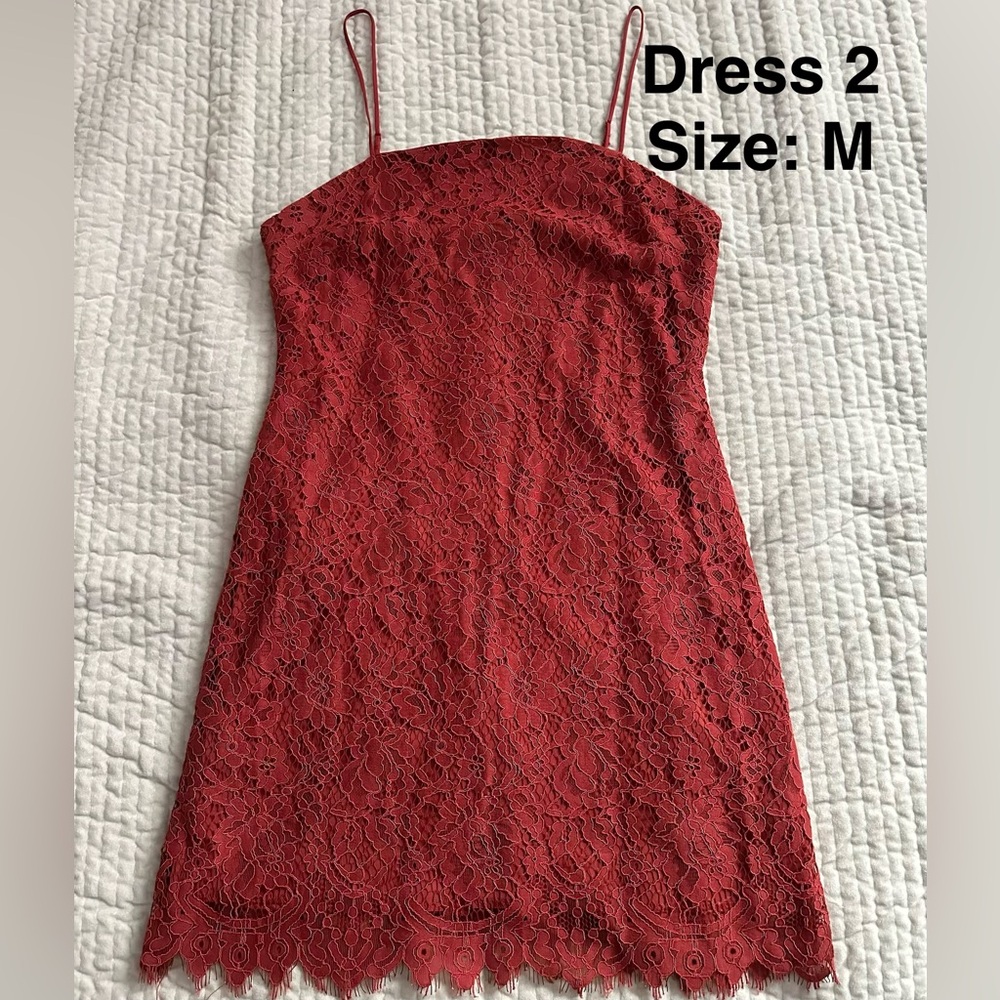Trixxi Red Lace Spaghetti Strap Mini Dress